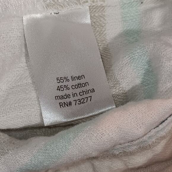 “Striped Linen-Cotton Mini Skirt Elastic Waist Pockets Summer Casual Sz 10 - Picture 4 of 5